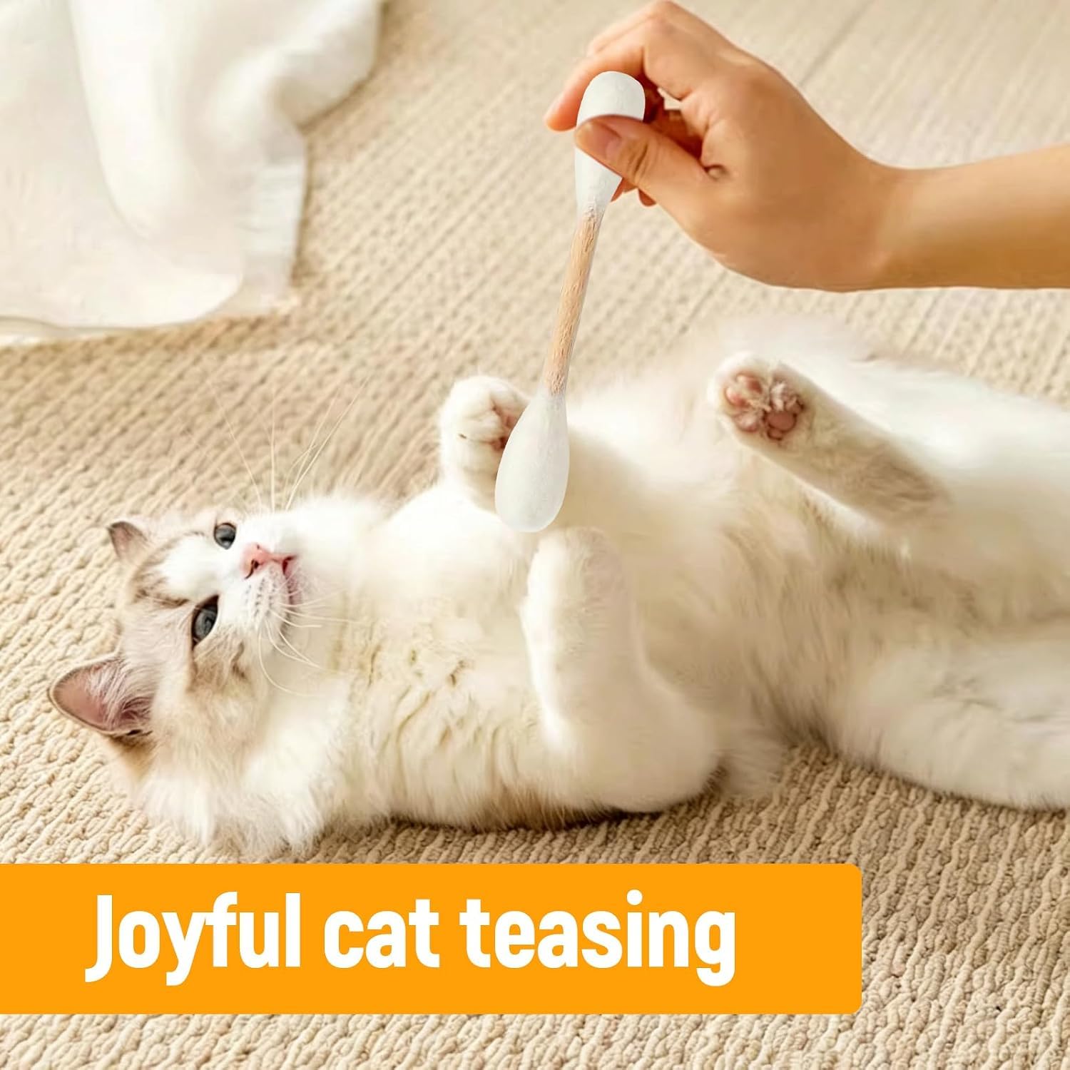 6 sztuk Giant Q Tip Cat Toy with Premium Catnip, interactive Cotton Swab Cat Kicker Toy for Indoor Cat, Soft Plush Teething Chew Sticks for Boredom Relief and Exercise