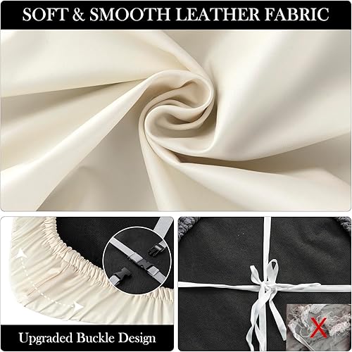 Miniatura 6 de Juego de 4 fundas de asiento impermeables de piel sintética para sillas de comedor, fundas elásticas para sillas de comedor, fundas de asiento para