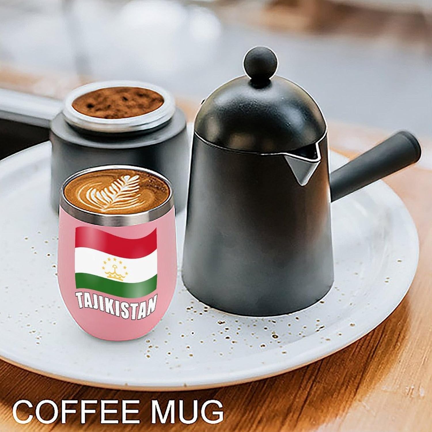 Flying Tajikistan Flag Insulated Drinking Cup Stainless Steel Coffee Mug Wine Tumbler with Lid 12OZ