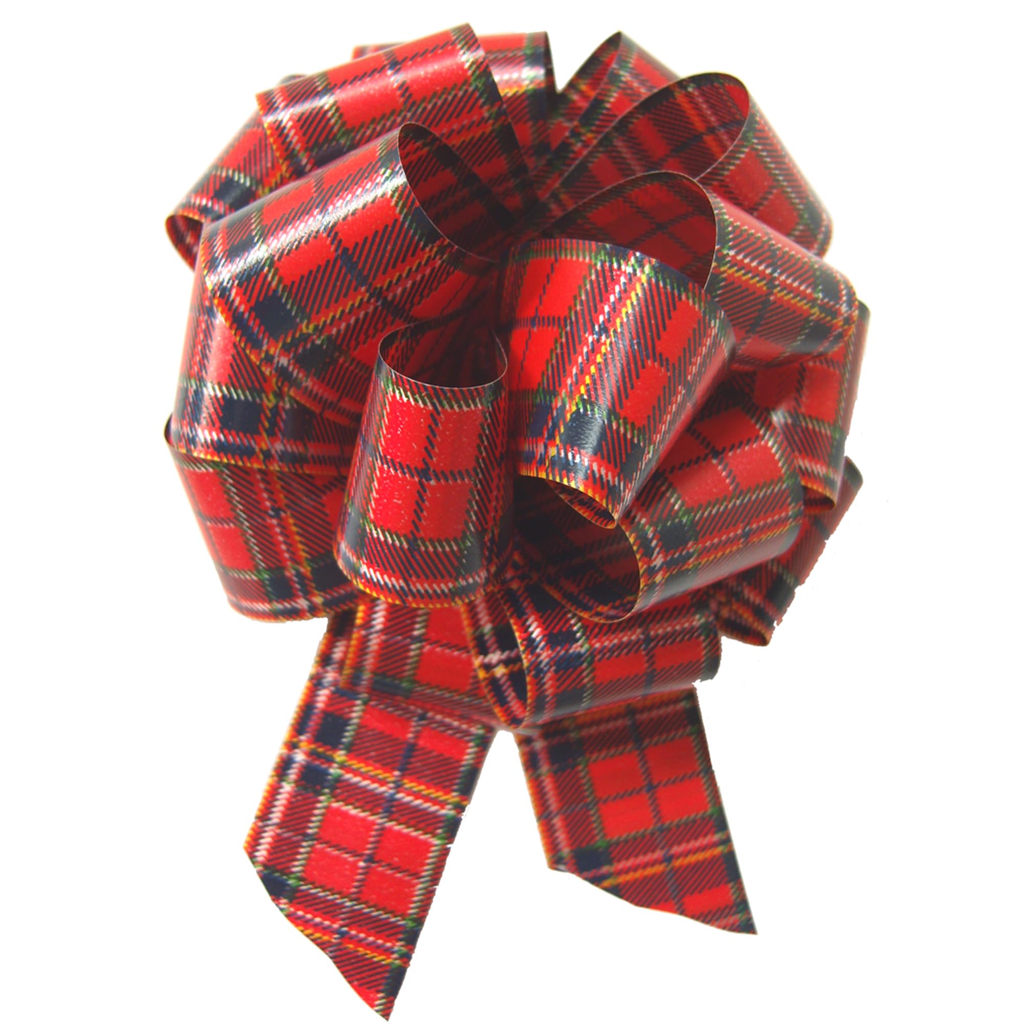 Hampabox Multicolor Red Tartan Pull Bow - Christmas Scottish Gift Basket Hamper Party Ribbon Bow For Christmas (2 Sizes) (11Cm Diameter)