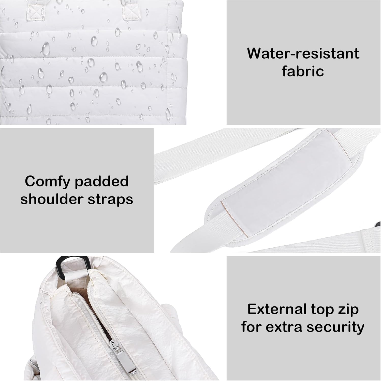 AOCINA Puffer Tote Bag for Women Work Nurse Bags Laptop Purse Lightweight Quilted Crossbody Shoulder Handbags Travel School