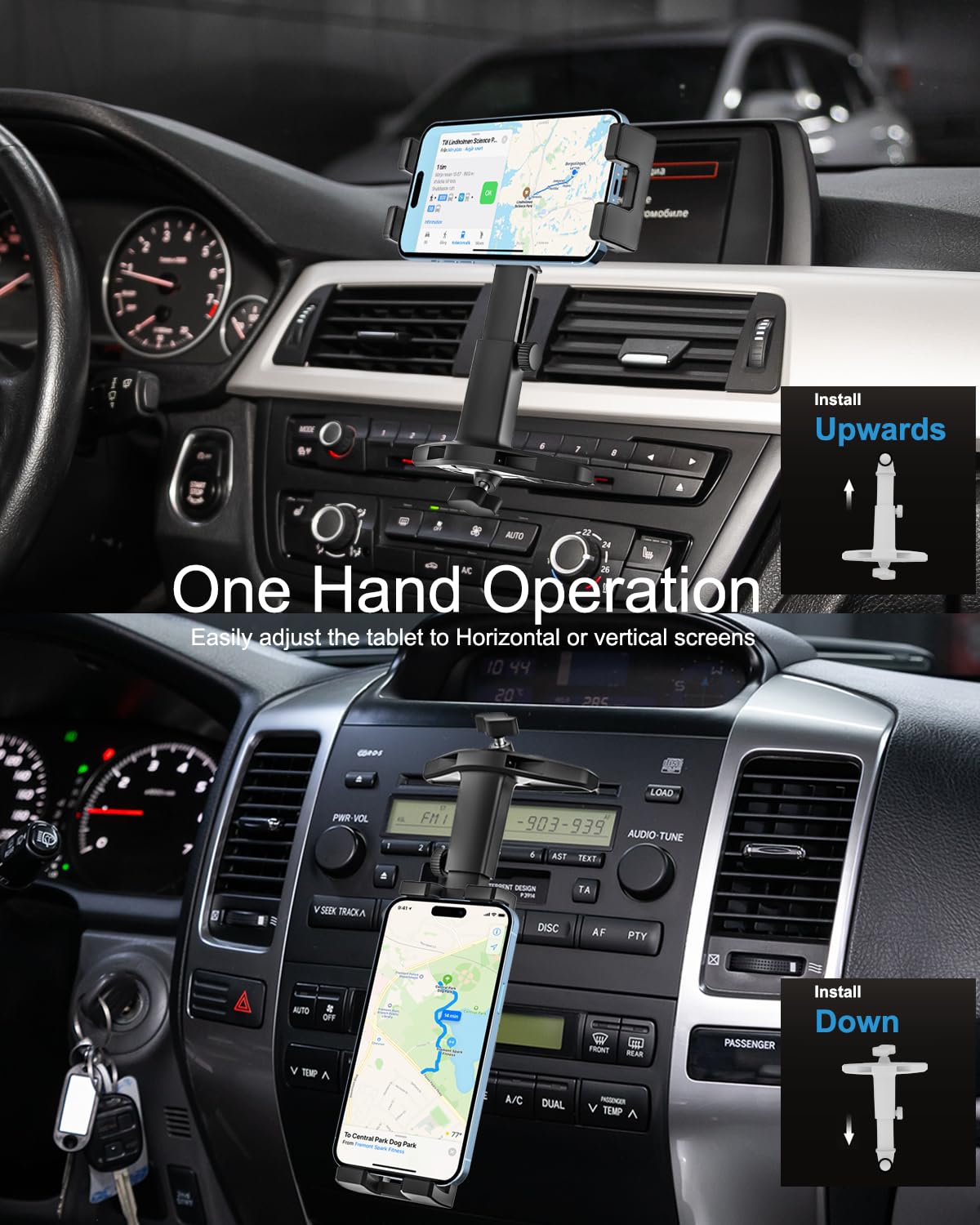Handyhalterung für Auto CD-Schlitz [Höhenverstellbar] CD-Player Auto Handyhalterung, Universal Ultra Stabile CD Handy Auto Halterung für iPhone 16 15 Pro Max 14 13 12 11 X 8, Android, alle 4,7-6,9