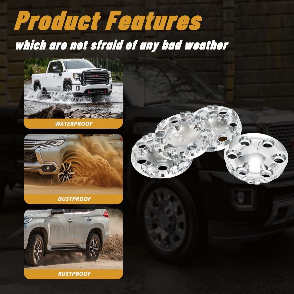 4Pcs 7.46in / 189.5mm Car Wheel Center Caps for 2001-2002 Sequoia​ 2001-2004 Tacoma 2000-2004 Tundra Chrome Outer 7.46 in, Inner 6.97 in Snap-On Hub Caps