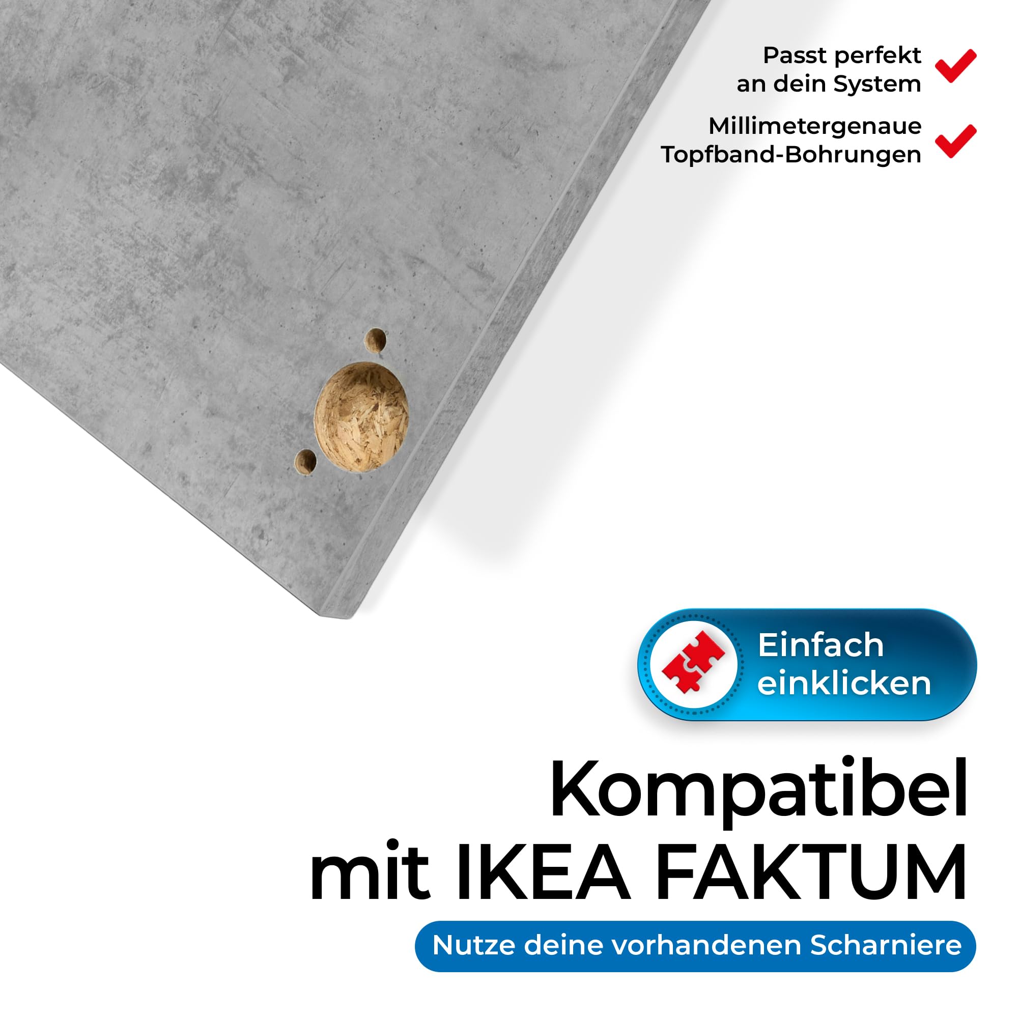 Prima Systeme Küchenfront (Beton Hell, 60x90 (Rechts/Links)) – Schranktür kompatibel mit IKEA FAKTUM – Kratzfest, wasserabweisend und leicht zu reinigen – Premium-Qualität für Dein Zuhause