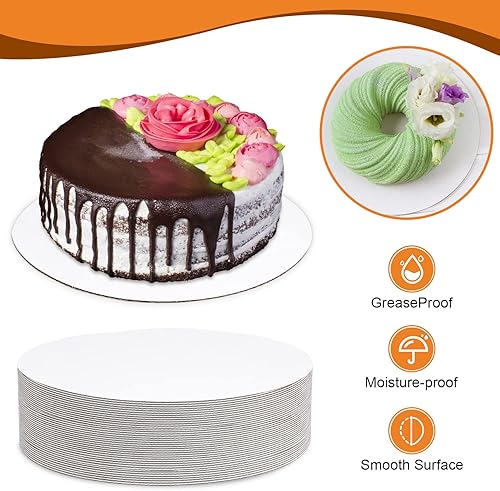 Miniatura 4 de Paquete de 36 tableros redondos para tartas de 8 pulgadas, tableros de pastel blancos, base redonda de cartón de grado alimenticio para mostrar