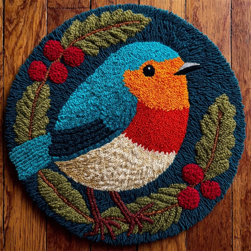 kitphoenix Latch Hook Kit for Adultschristmas Robin Bird Xmas