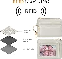 Vista 167 de Sodsay Estuche para tarjetas, cartera delgada con bolsillo frontal, para mujer, sujetatarjetas con llavero negro