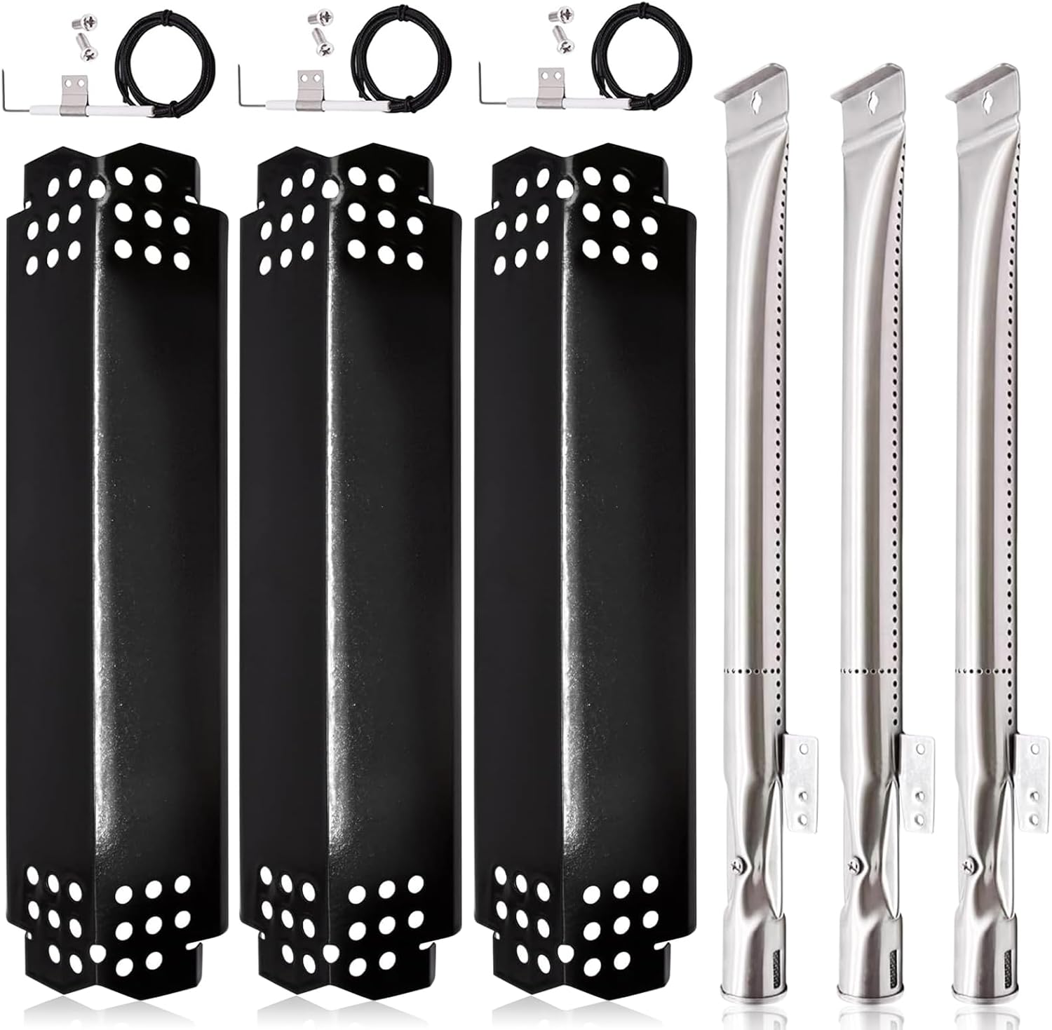 Grill Replacement Parts for Nexgrill 4 Burner 720-0830H, 720-0783E, 5 Burner 720-0888, 720-0888N, Burner Tubes, Heat Shield Tent Plates and Igniters Replacement Kit for Home Depot Nexgrill 720-0830H.