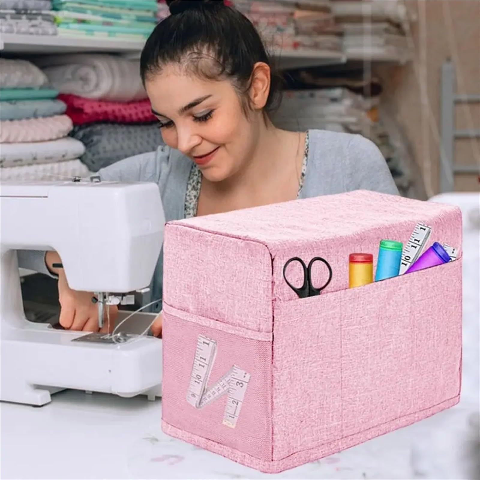 Bolsa para Máquina De Coser Funda Impermeable for máquina de Coser con Bolsillos, Funda antirrayas for la mayoría de máquinas de Coser(Purple)