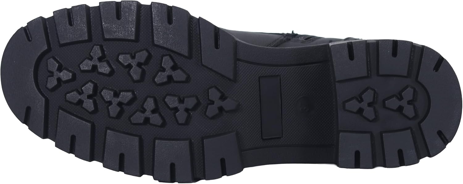 Women's Combat Boots Classic Lace-Up Ankle Booties with Side Zipper & Buckle, Chunky Mid Heel - Image 5