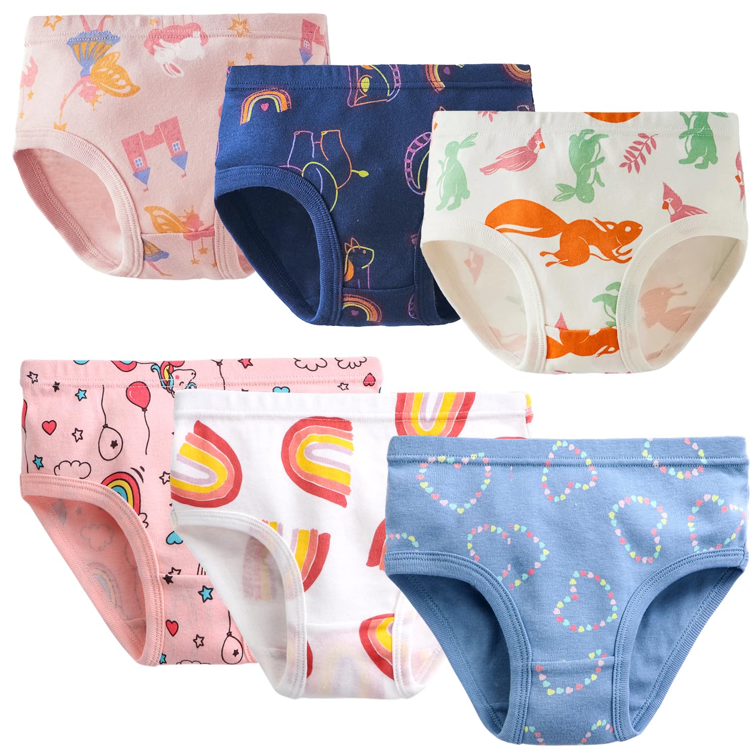 100 Cotton Little Girls Underwear Soft Breathable Briefs for Toddlers 2T to 8 Years Old
