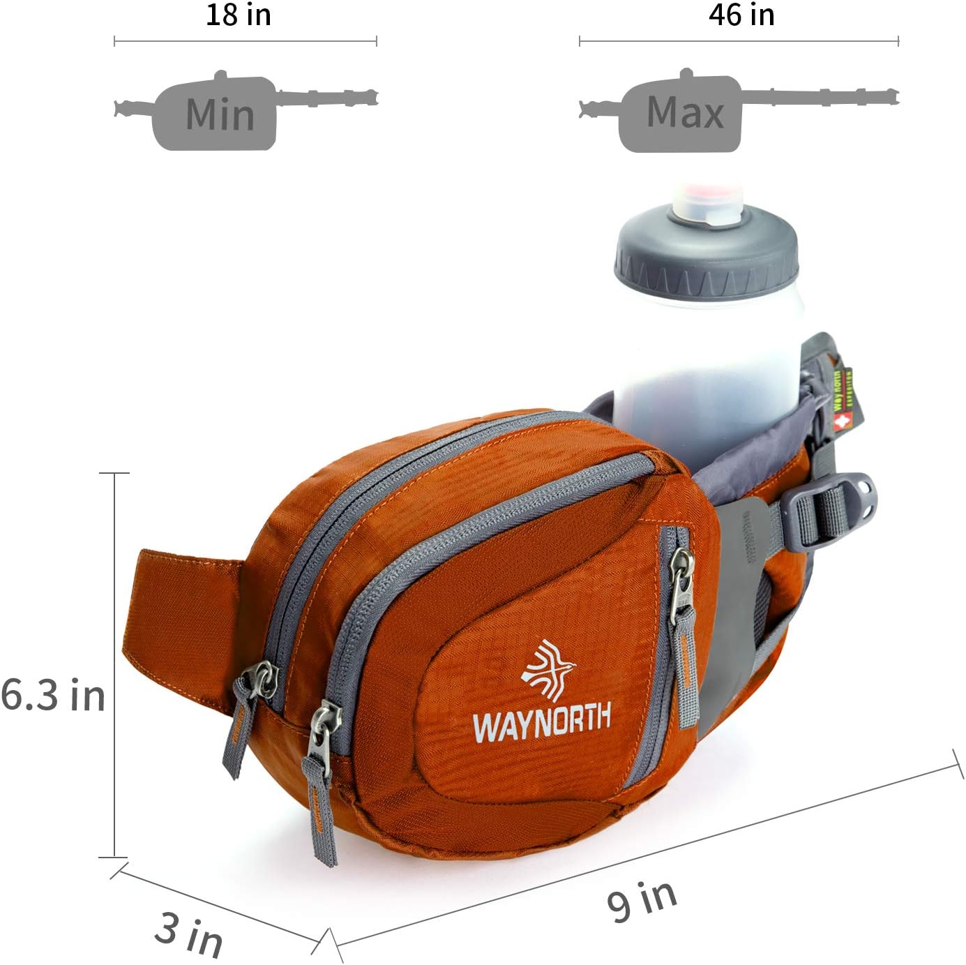 Waynorth Hiking Waist Bag Fanny Pack with Water Bottle Holder for Men Women Kids Walking Running Hiking Climbing Travel Dog Fanny Pack Sport Waist Pack Fit All Kinds of Phones : Sports & Outdoors