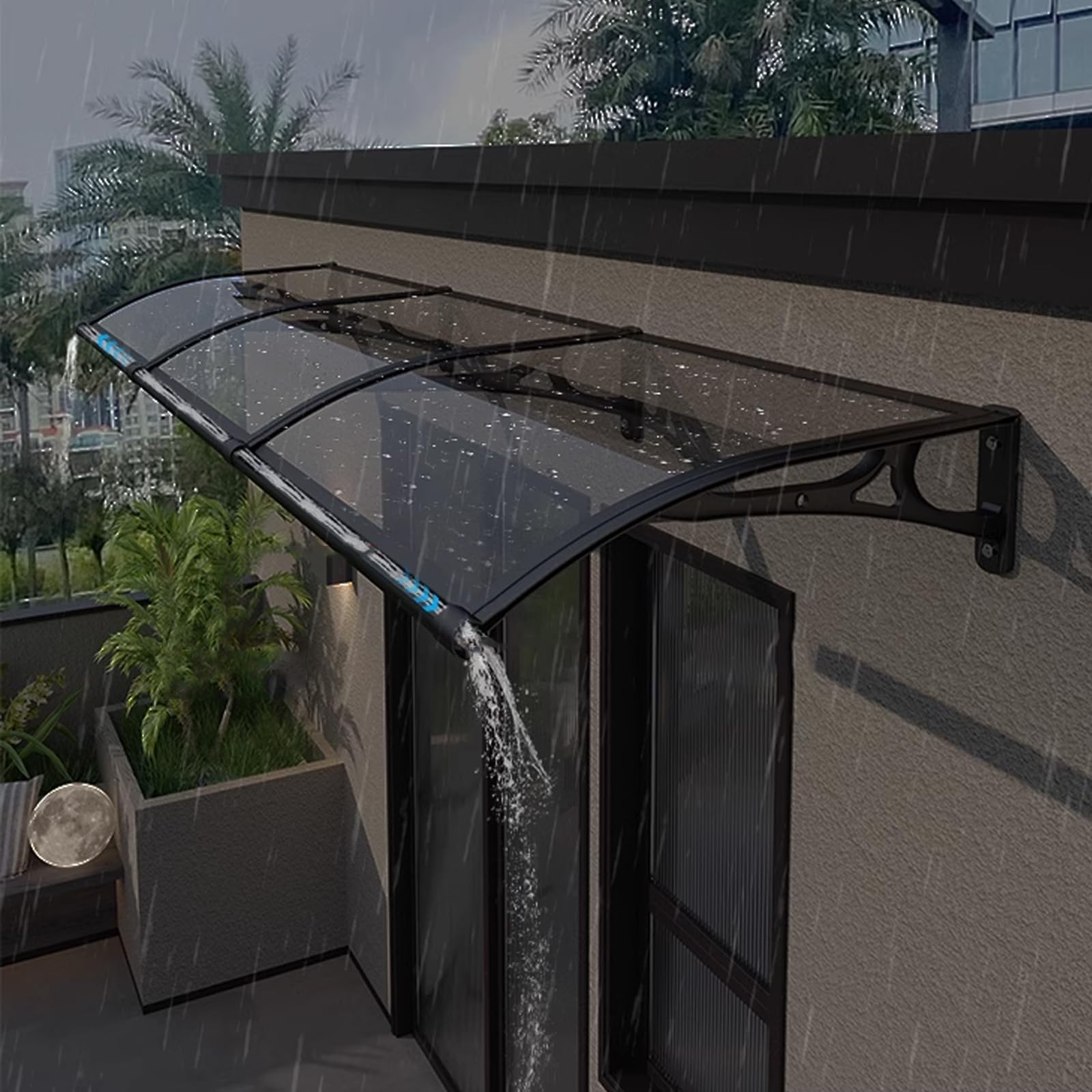 Uv Rain Snow Protection Outdoor Garden Canopy Outdoor Awning,Outdoor Window Rain Shelter,Front/Back Door Cover,with Polycarbonate Board and Aluminium Frame,Custom Size (60x300cm/24"x118")