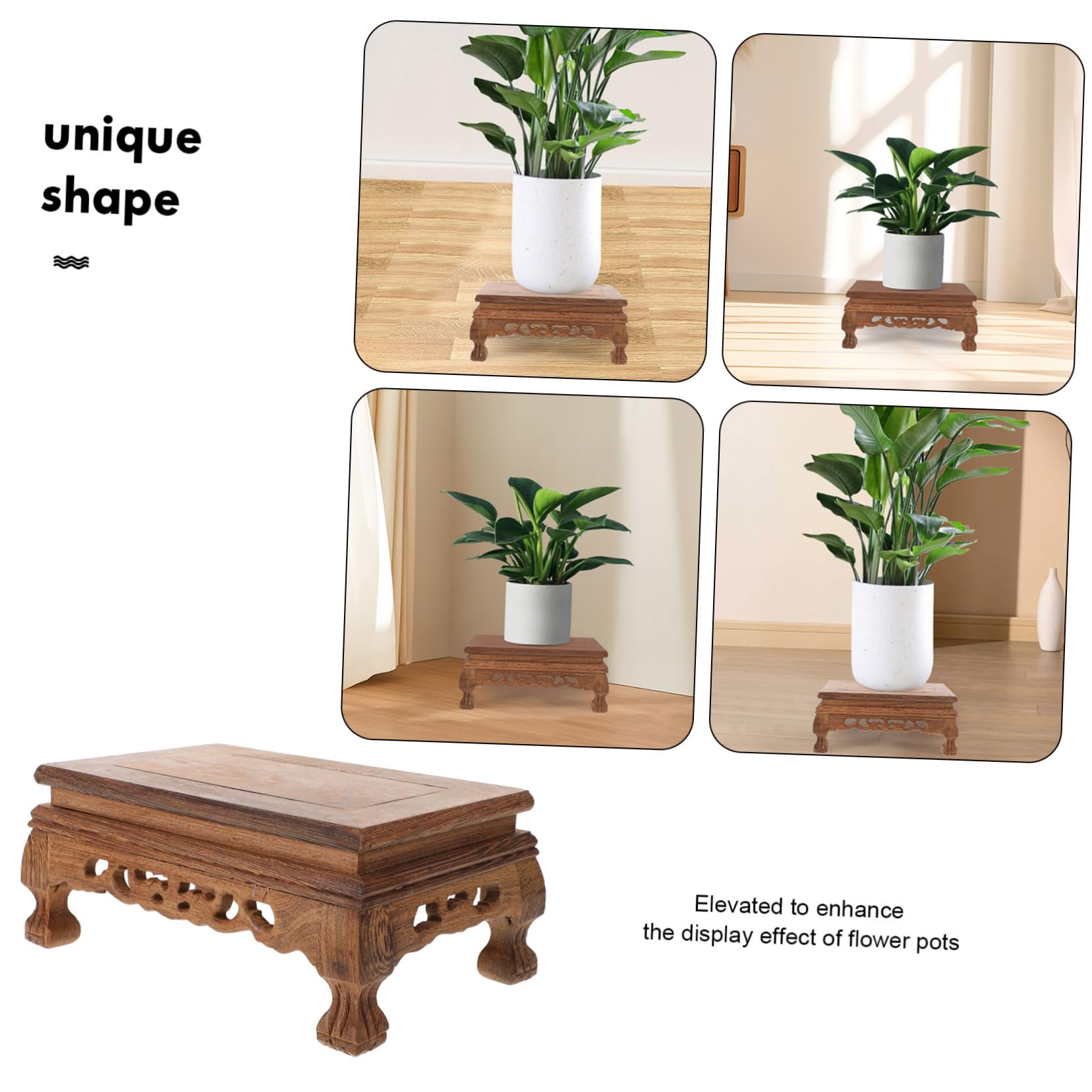 Amosfun 3piezas Soporte De Madera Para Base Estable Para Soporte Decorativo De Madera Para Jardín y Riser De Bonsái y
