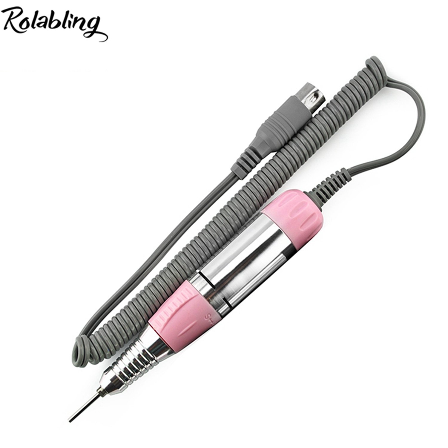 Nail Drill Handpiece Electric Nail Drill Handle Machine Replacement Nail Polishing Pen Portable Manicure Pedicure Tool (Pink)