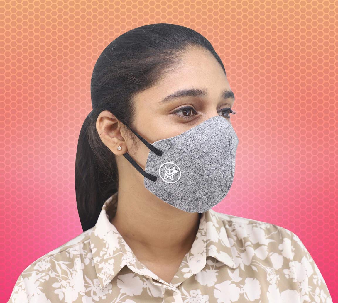 ARCTIC FOX Adult AIW Washable Anti Pollution Face Mask - pack of 4 (Grey).