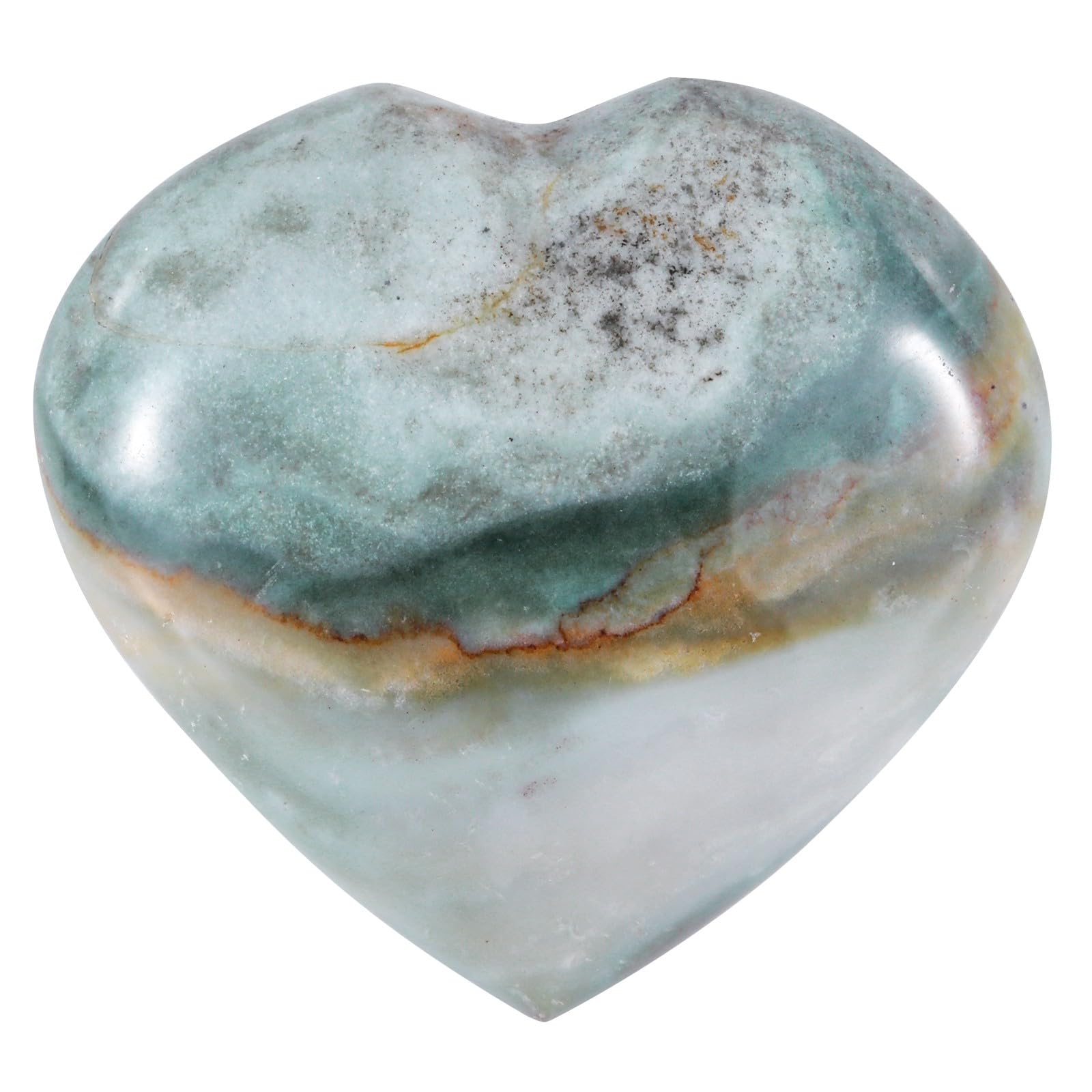 dssmboom Natural Ocean Agate Crystal Heart Worry Stone for Valentine's Day
