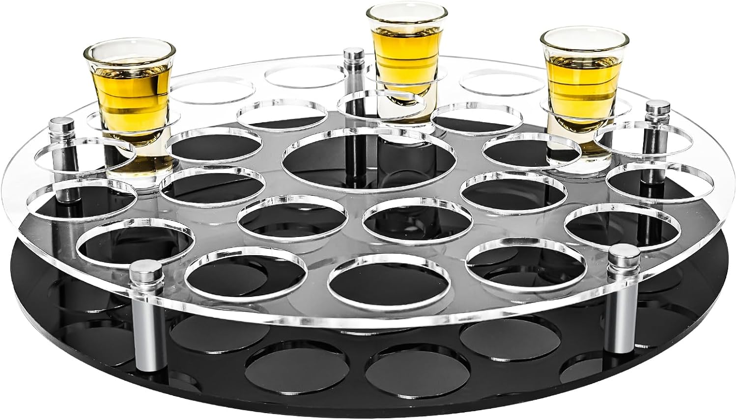 Round 36 Shot Glass Holder Acrylic Shot Glass Tray Holders Clear Organizer Wine Cup Serving Tray Cups Display Accessories for Party, Bar, Club,Large Hole: 1.77 Inch