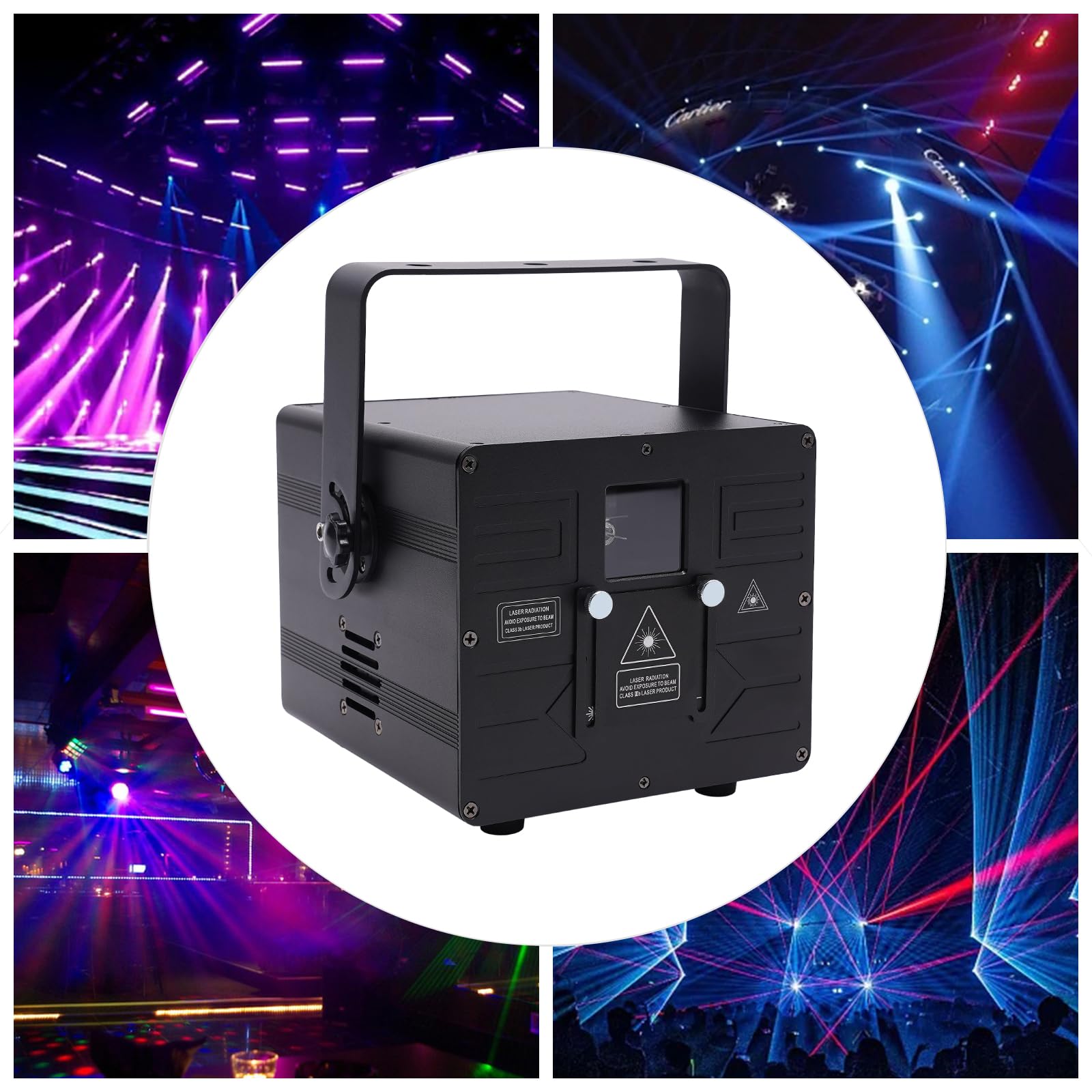 Partylicht Discolicht DJ Projektor Licht, Bühnenlicht mit RGB Animation und DMX Sound Aktivited für Party Bar Disco Hochzeit Club Bühne KTV und DJ Beleuchtung, 21x22x17.5cm [Energieklasse E]