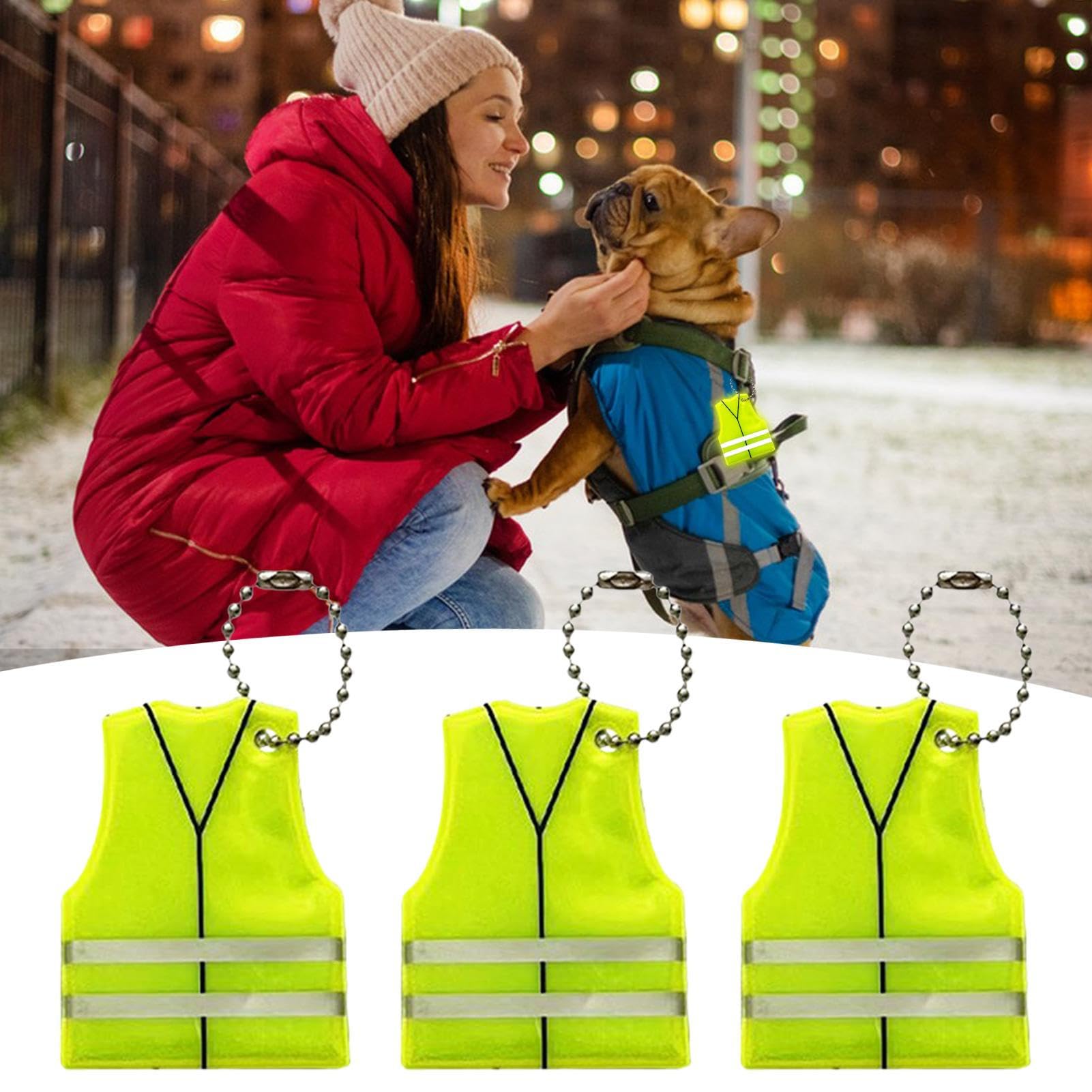 PATIKIL Portachiavi Riflettenti Alta Visibilità 6 Pezzi, Verde Fluorescente, In Nylon Per Zaini, Chiavi, Collari Per Cani E Sicurezza Notturna