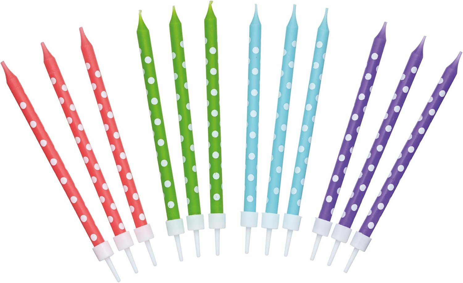 KitchenCraft Sweetly Does It Multi-Coloured Wax Birthday Cake Candles, Polka Dot Design, Pack of 24