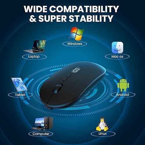 Miniatura 7 de MAGIC-REFINER X1 - Mouse inalámbrico para computadora portátil con nivel de batería visible, mouse USB ultra delgado portátil de 2.4G, clic