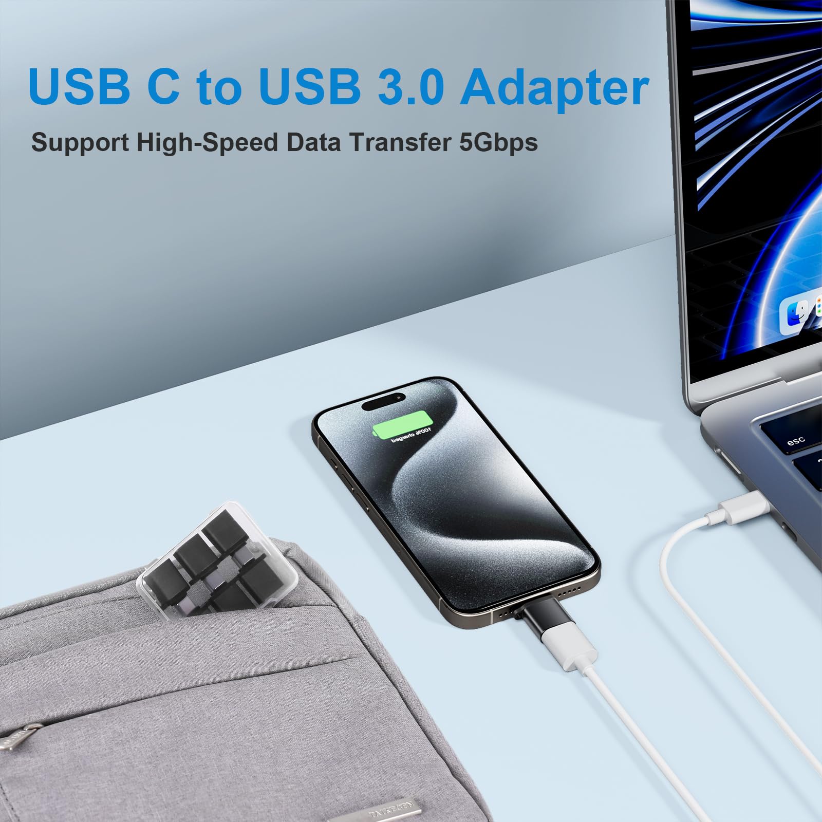 USB-auf-USB-C-Adapter, USB-C-auf-USB-Adapter, USB-C-zu-USB-C-Adapter, USB-C-zu-USB-Adapter, USB-zu-USB-C-Adapter für iPhone, MacBook Pro, iPad, iMac und mehr (10, schwarz)