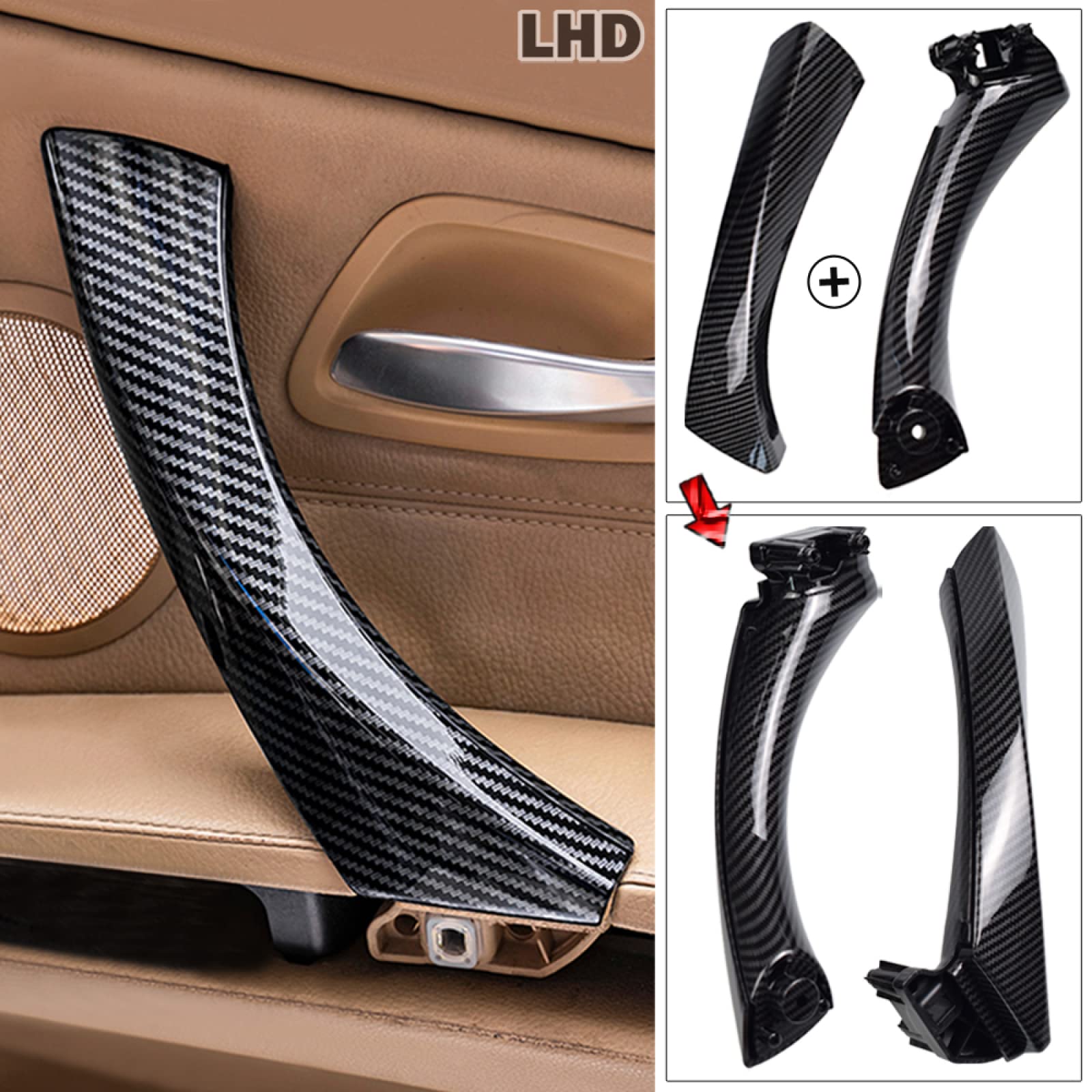 Maniglia Interna Portiera Auto BMW Serie 3 E90 E91 (2004-2012) – Colore Beige, Sostituzione ABS+PC Antimacchia - 2