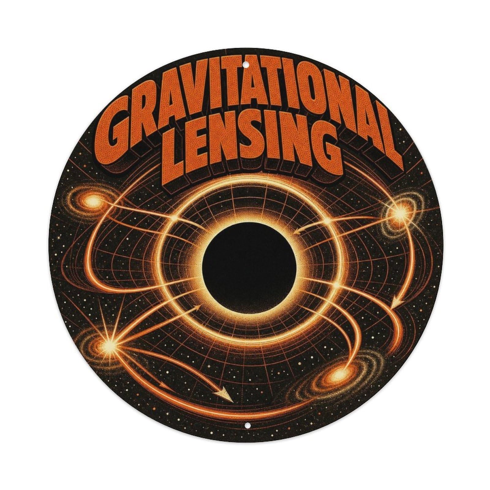Cosmos Deep Space Black Hole Gravitational Lensing Metal Tin Sign Plaque Wall Decor for Cafe, Man Cave, Club Bar, Office, Home Garden Round Metal Poster 8x8Inch