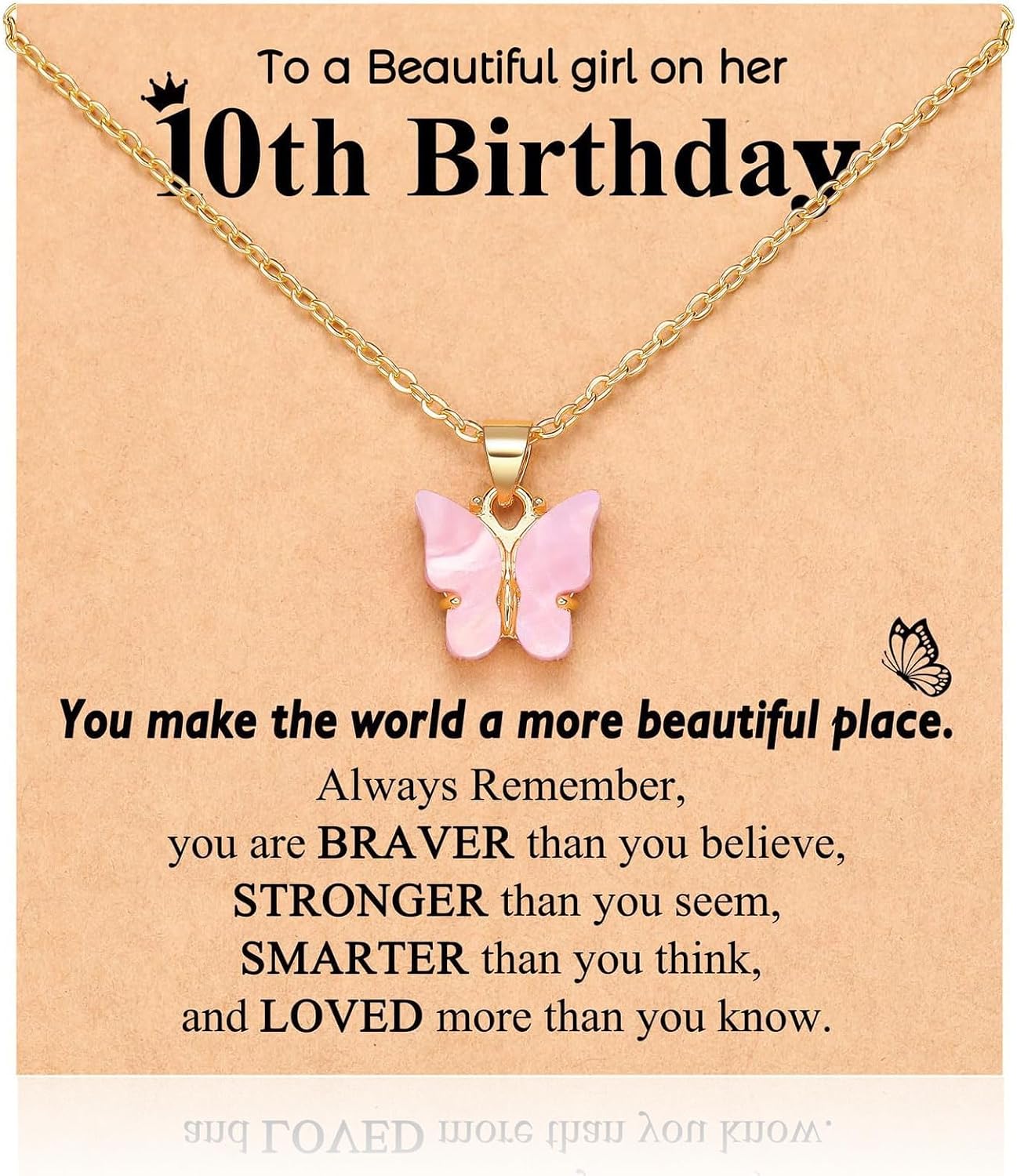 Happy 5th 6th 7th 8th 9th 10th 11th 12th Birthday Gifts, You Make The World A More Beautiful Place Butterfly Necklace