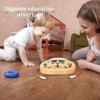 Vista 5 de Tablero de actividades Montessori para niños pequeños, juguete sensorial de madera para autismo, con interruptor, 17 luces LED para niños de 1 a 6