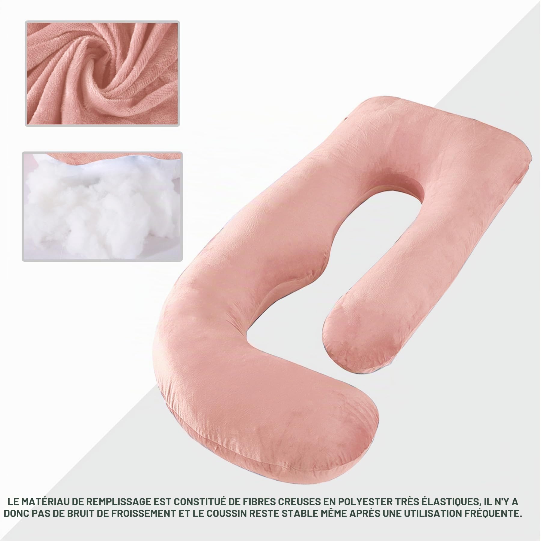 CALIYO Coussin de grossesse en forme de J - Coussin d'allaitement XXL - Coussin de positionnement latéral avec housse - Coussin de grossesse et coussin confortable pour adulte - Rembourrage en coton