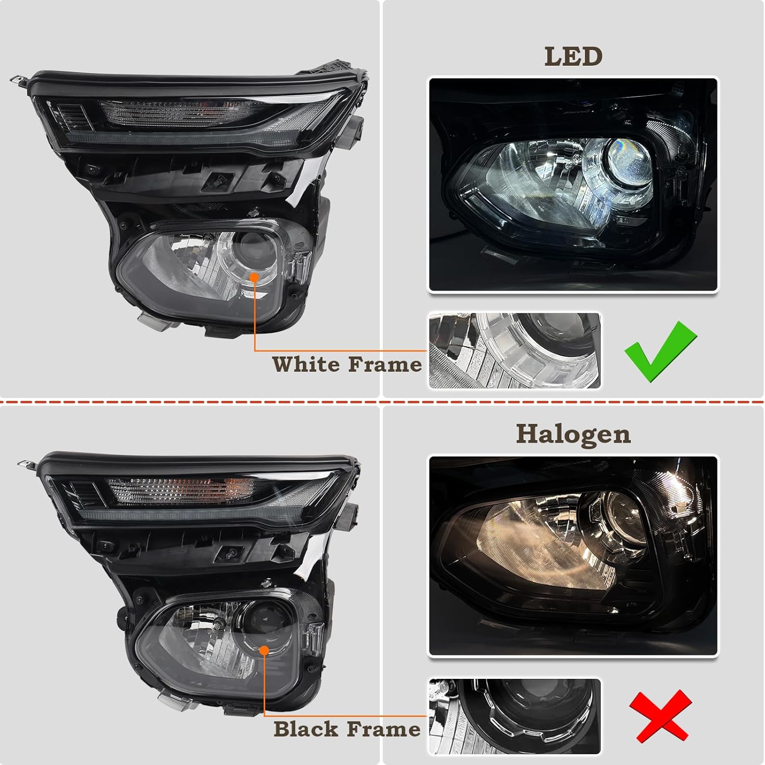 LH LED Type Headlight Fit for 2021 2022 2023 Chevy Trailblazer RS/Activ LED Low Beam W/DRL Projector Headlamp Assembly Left Driver Side With Bulbs GM2502522 42831128 42770409 42778370