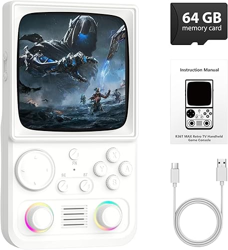 R36TMAX - Consola de juegos de mano retro, consola de juegos retro con pantalla IPS HD de 4.0 pulgadas, consola de juegos de mano con más de 18000