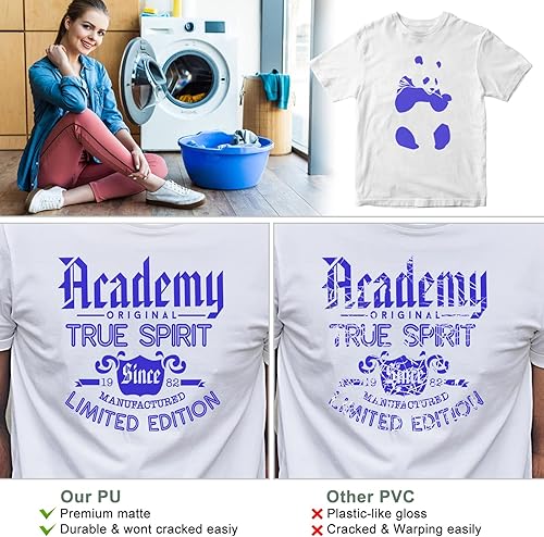 Miniatura 9 de XSEINO Hojas de vinilo de transferencia de calor HTV paquete de 13 vinilos negros para planchar de 12 x 10 pulgadas para camisetas, vinilo de