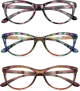 3 Pack Reading Glasses Blue Light Blocking Stylish Cat Eye Computer Readers Anti Eyestrain & Glare for Women