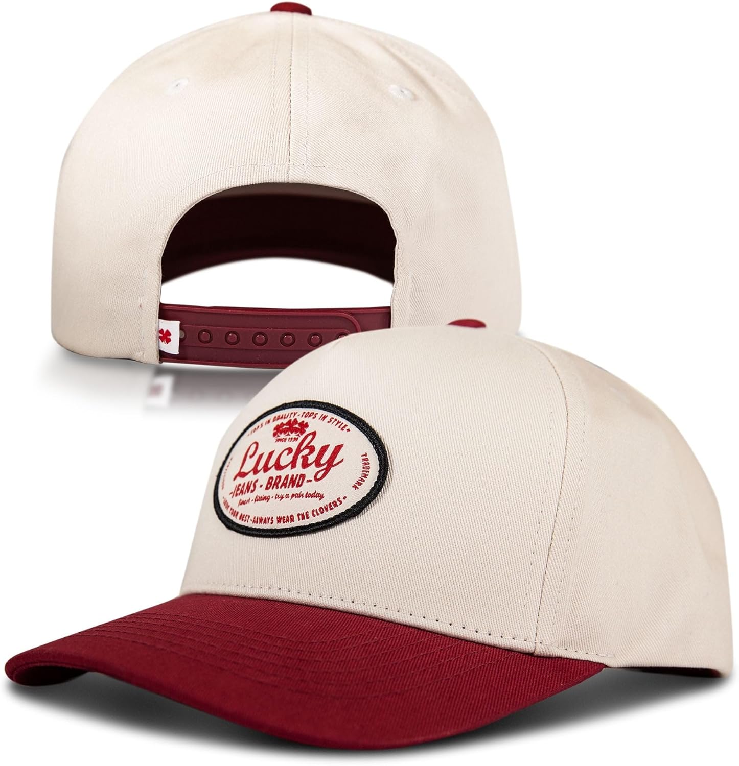 Lucky Brand Snapback Hat | Adjustable | Baseball Cap | Retro | American Heritage | 5 Panel Design | Cotton Canvas