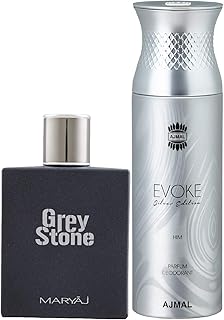 Maryaj Grey Stone Eau De Perfume Aromatic Woody Perfume 100ml for Me and Ajmal Evoke Silver Edition Him Deodorant Spicy Fl...
