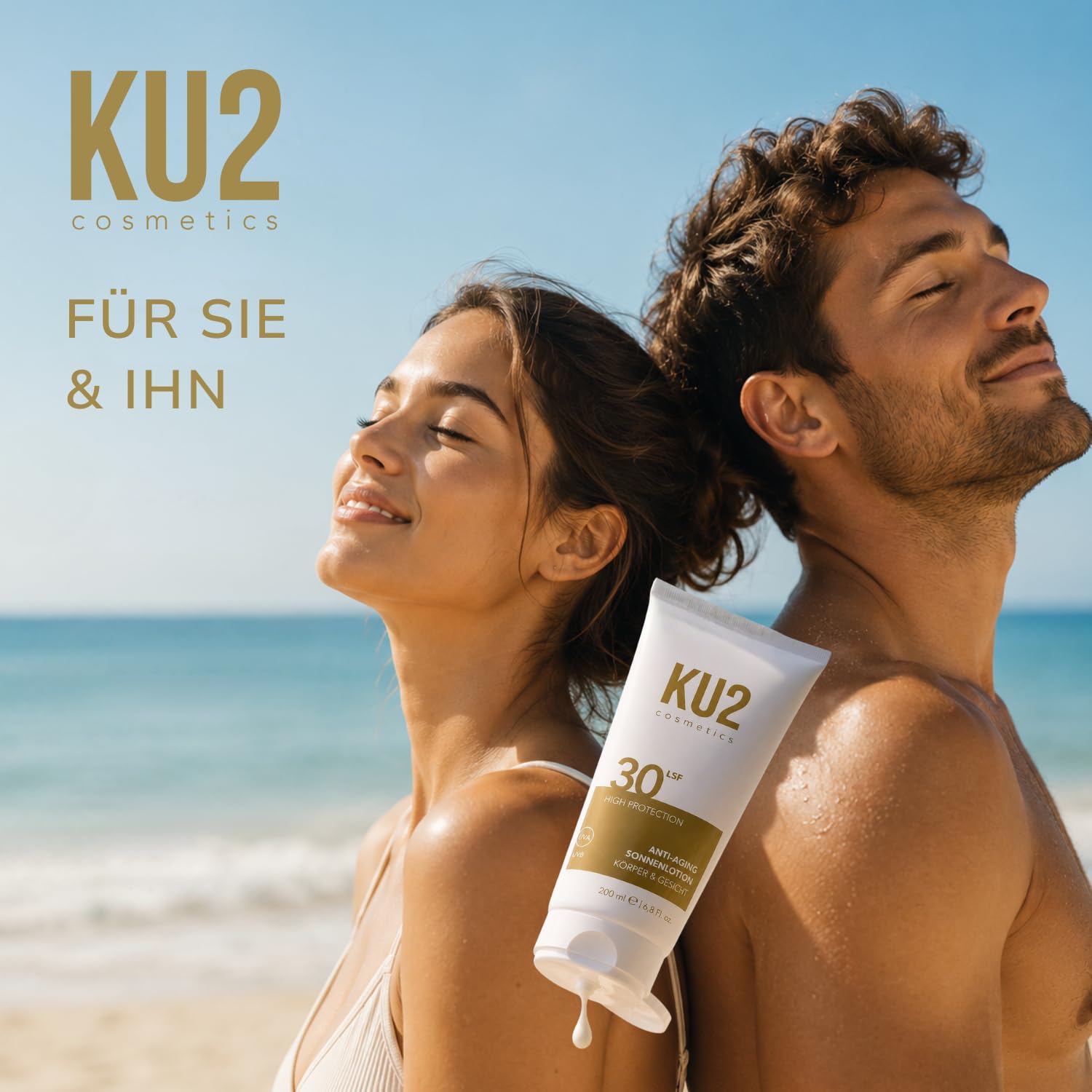 KU2 Anti-Aging Sonnenschutz X 3 – Sonnencreme Gesicht LSF 50 + Sonnenlotion Körper & Gesicht LSF 30 + Sonnenspray SPF 30 – UVA/UVB Schutz – Feuchtigkeitsspendend