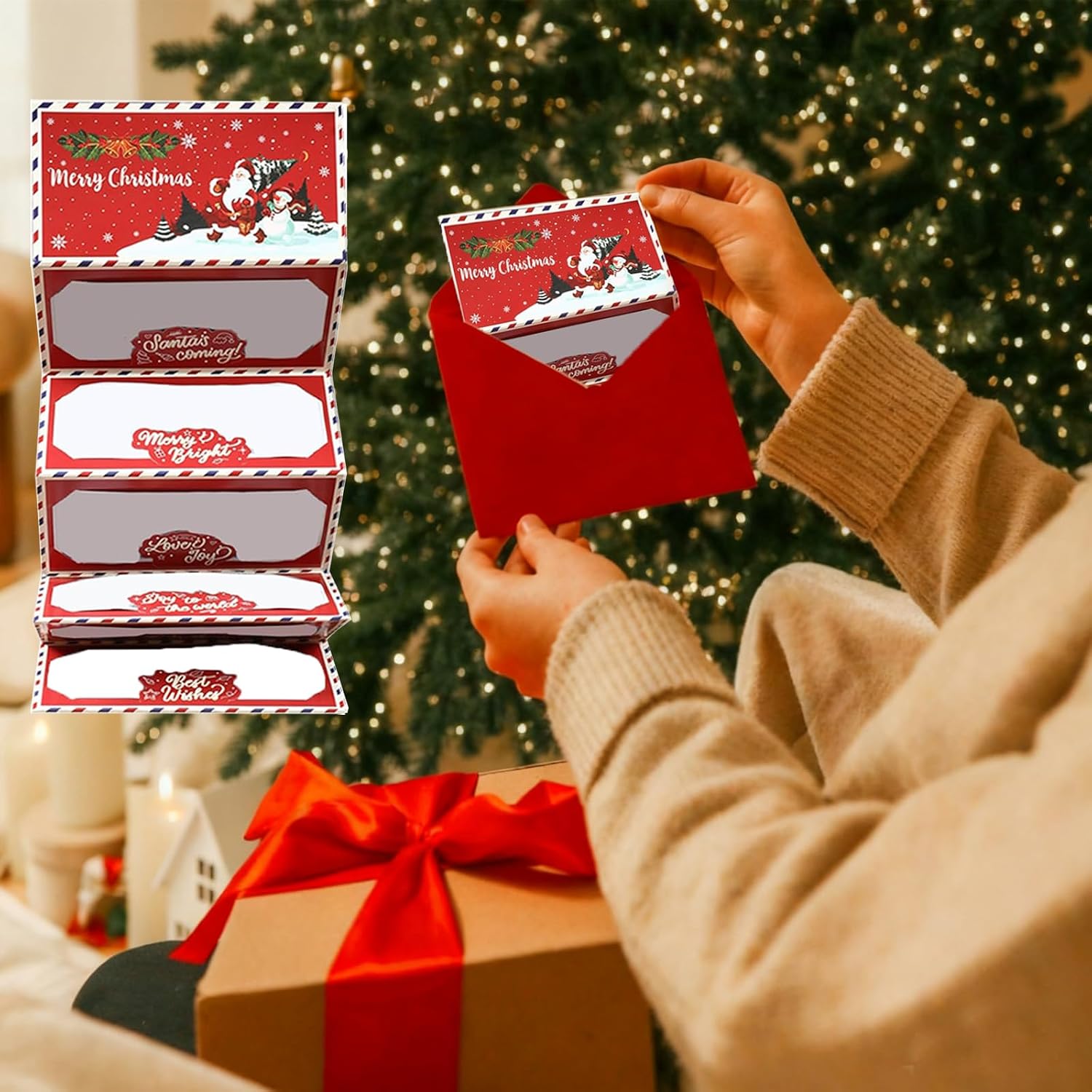 Christmas Cash Gift Envelopes 6 Slots Christmas Money Holders for Cash Money Christ-mas Cards with Envelopes Surprise Money Envelopes Gift Card image 4