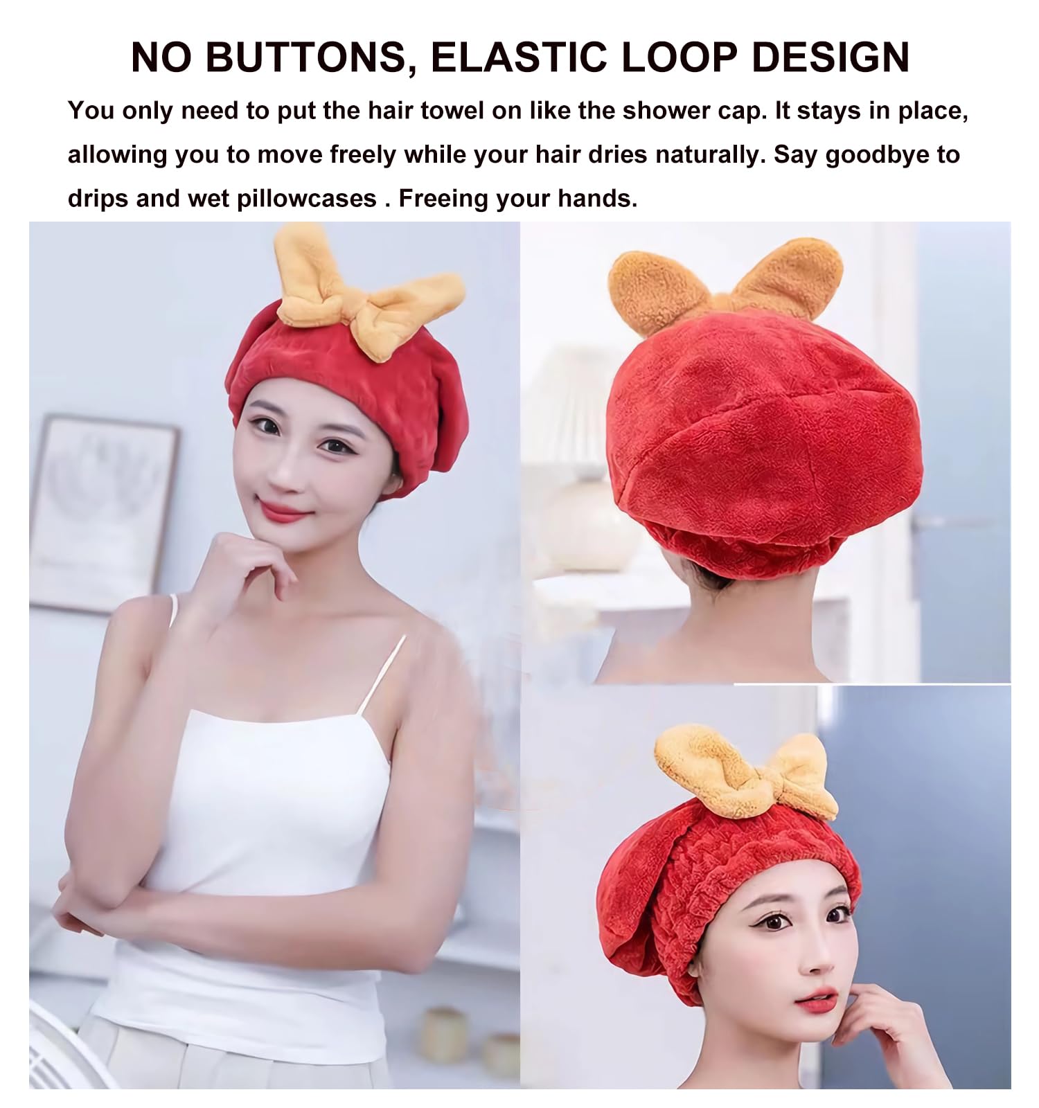 Amazon｜YUMINGUHC マイクロファイバーヘアドライキャップ、超吸収性 