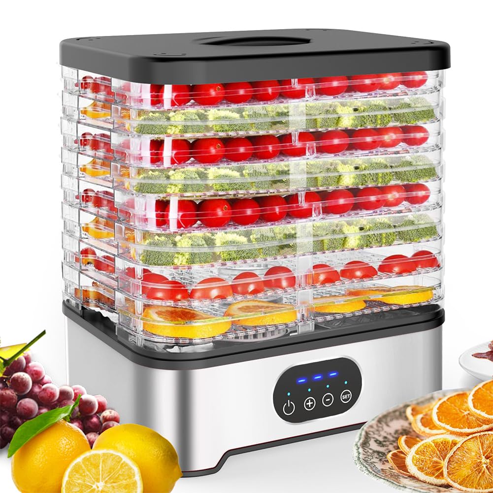 Trockenfrüchte-Maschine mit 8 Ebenen, Temperaturkontrolle, intelligenter Lebensmitteltrockner für Zuhause, Küche