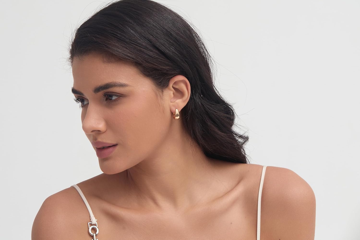 Small Chunky Hoop Earrings for Women 14k Real Gold Plated 925 Sterling Silver Post Oval Hoop Earrings Hypoallergenic Thick Huggie Hoops Earrings Jewelry Gifts for Women - Image 8