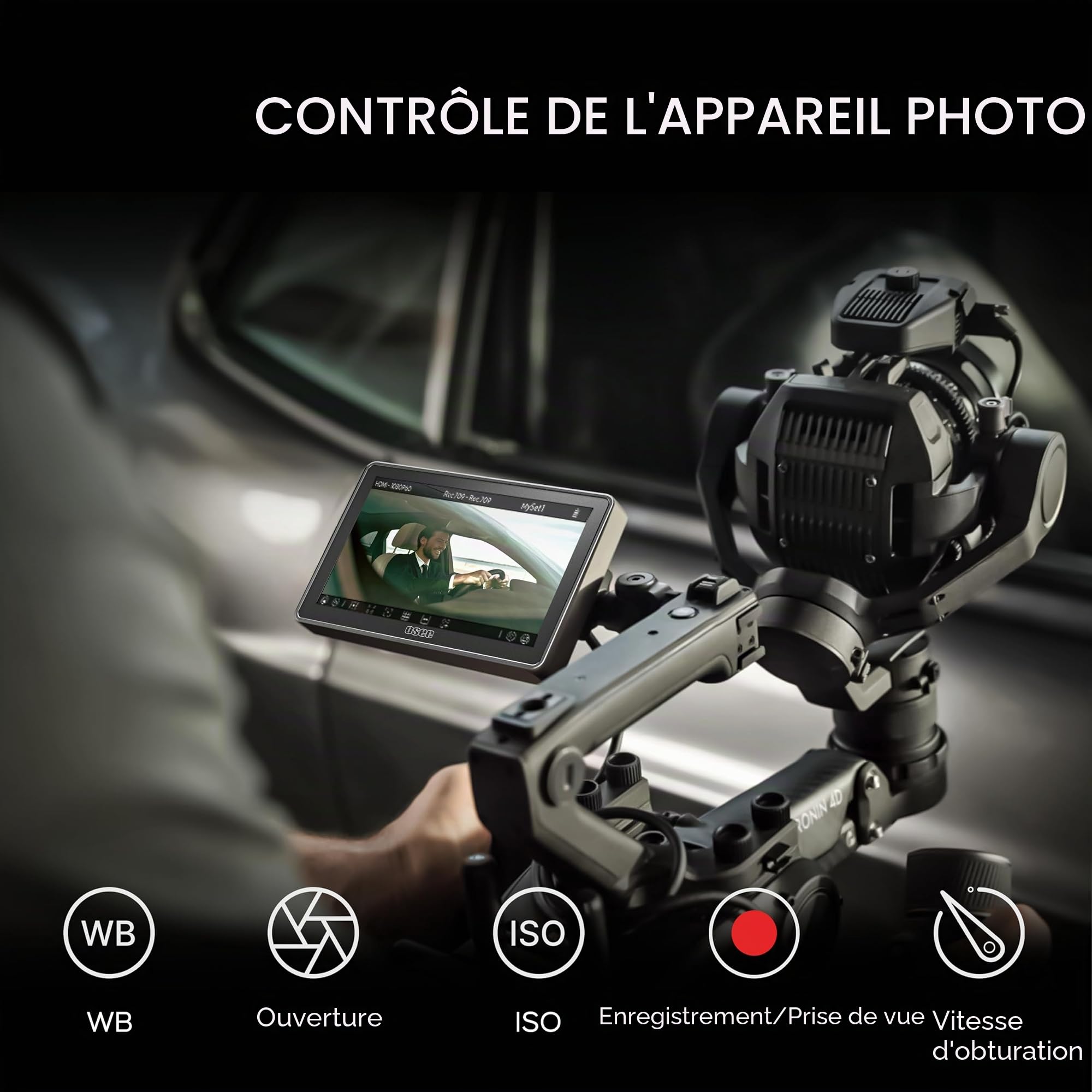 osee G7 Pro Moniteur de Champ de Caméra 7 Pouce 3000nits Écran Tactile Caméra Moniteur avec Contrôle de la caméra, Entrée/Sortie HDMI 3G-SDI, LUTS 3D, Mise au Point Tactile Moniteur Vidéo pour DLSR