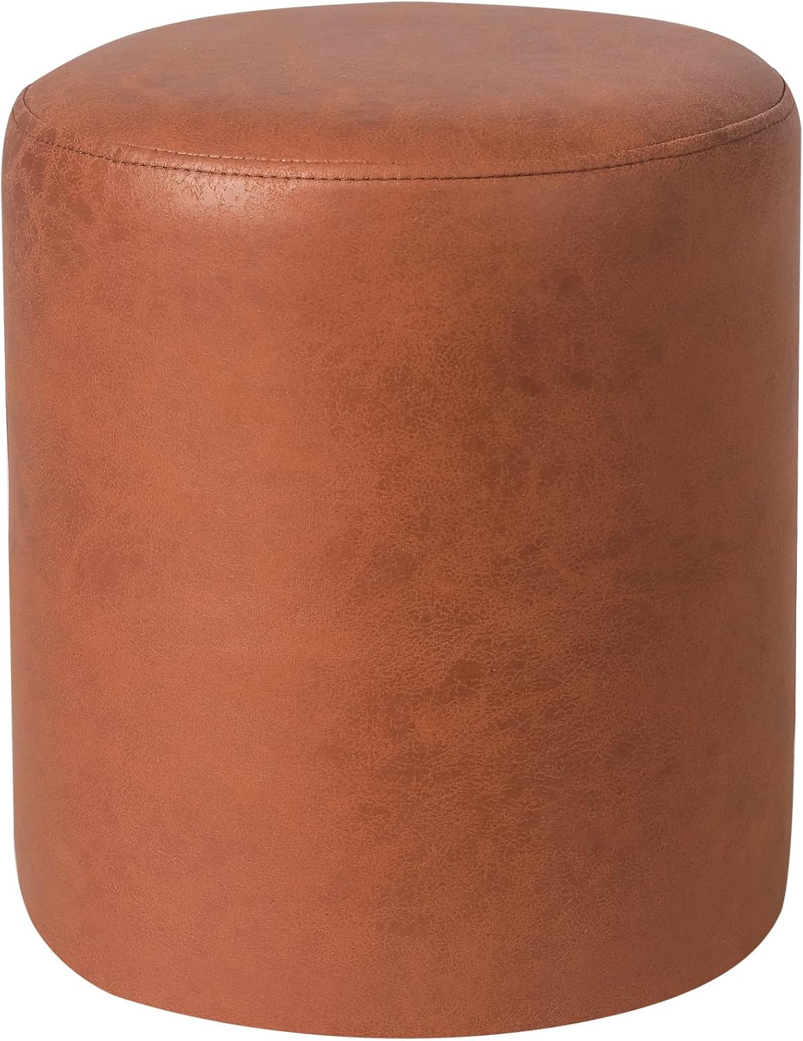 Joveco Modern Round Ottoman with Soft Padded Seat, Upholstered Padded Vanity Stool Footrest for Makeup Living Room Bedroom Home Office, Orange Orange, Round