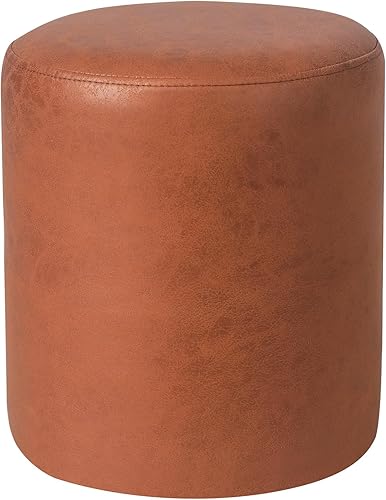 Joveco Moderno otomano redondo con asiento acolchado suave, taburete acolchado tapizado para maquillaje, sala de estar, dormitorio, oficina en casa,