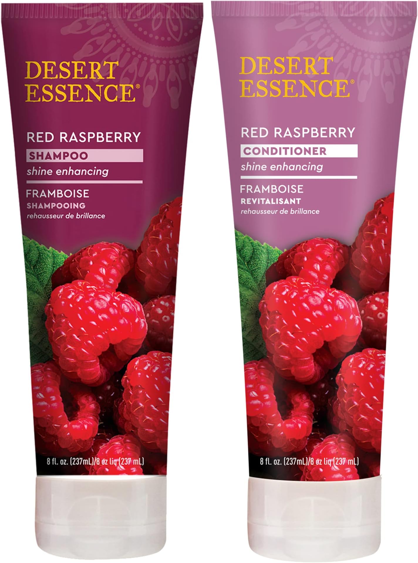 Desert Essence Red Raspberry Shampoo and Conditioner Bundle With Aloe Leaf Juice, Jojoba, Vitamin B-5 and Shea Butter, 8 fl. oz. and 8 fl. oz. Each