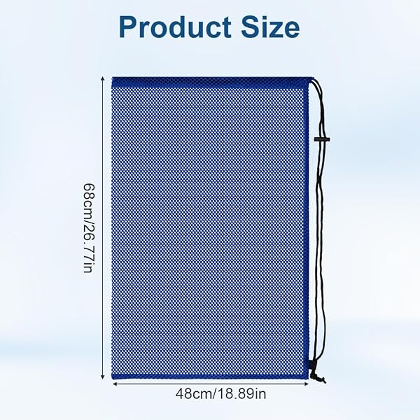 Alaoo Bolsa Bolsa de Deporte de Malla con Cordón,2PCS Grande Bolsa Malla Ajustable,Almacenamiento Portátiles para Baloncesto, Fútbol, Rugby, Voleibol y Netball,Azul-Negro - 2