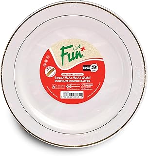 FUN BY AL BAYADER فن ® Festive Premium Plastic Dinner Plate Set 26cm - Assorted, Pack of 10
