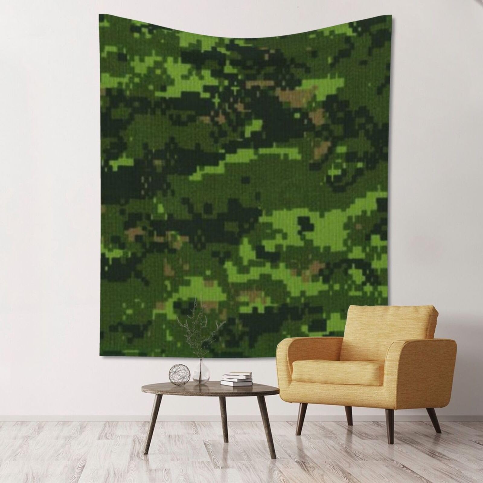 WKSGDSG Large Wall Hanging, Machine Washable Tapestry For Dorm Room, Green Army Camouflage, Lightweight Polyester Wall Art For Bedroom Living Room, 152x130cm